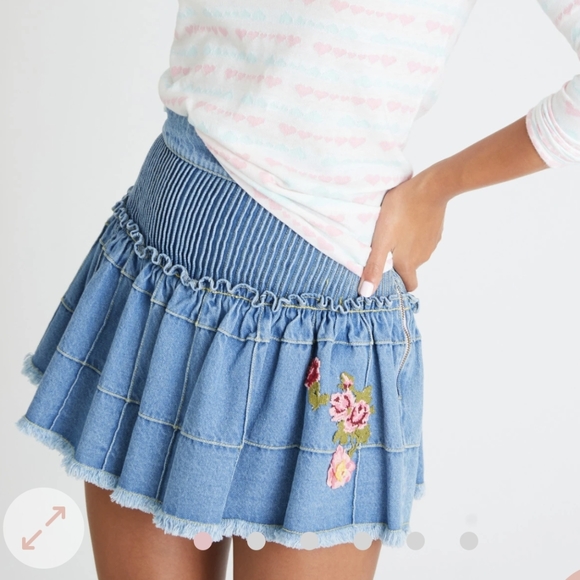 LOVESHACK FANCY Patchwork Denim Skirt (s) - Picture 3 of 4